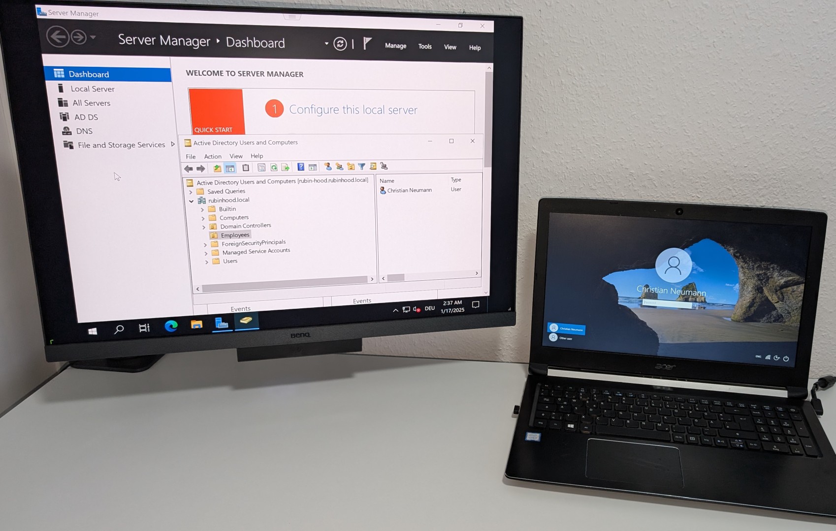Active Directory (AD) einrichten und Client verbinden