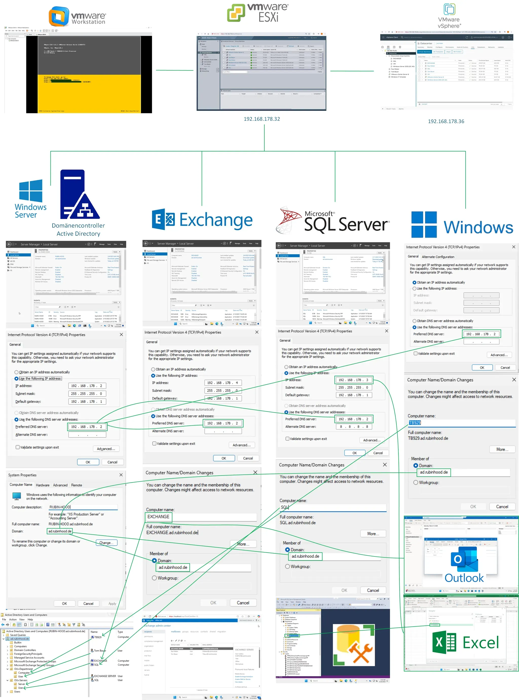 VM-Setup mit AD, Exchange & SQL auf ESXi über Workstation in Win11